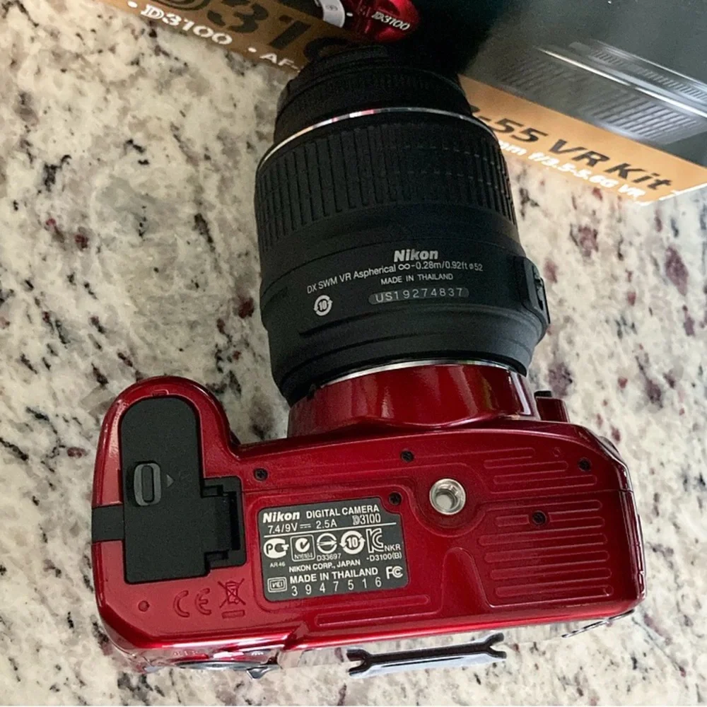 Like New Red Nikon D3100 Digital SLR Camera with 18-55mm NIKKOR VR Lens